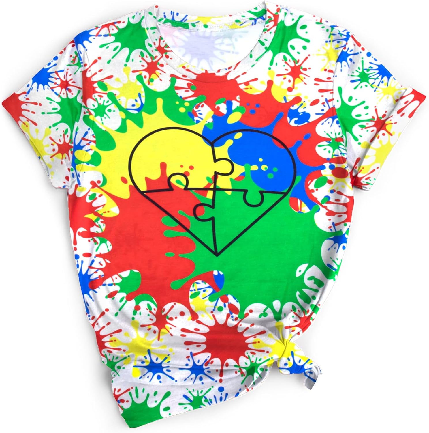 Autism Awareness Shirt Women Autism Puzzle Piece Shirts Autistic Support Tee Casual Short Sleeve Tops