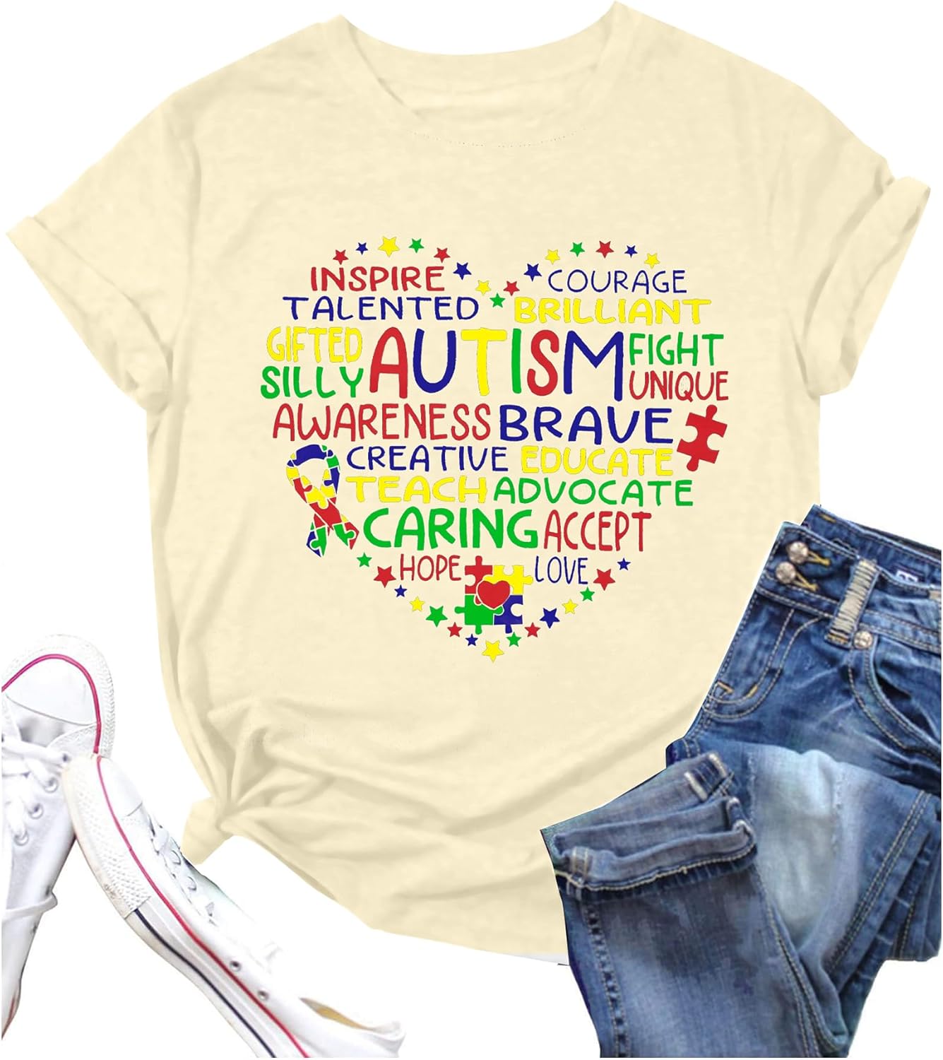 Autism Awareness Shirt Women Autism Shirts Autism Accept Understand Love Tee Special Education Teacher Inspirational Tops