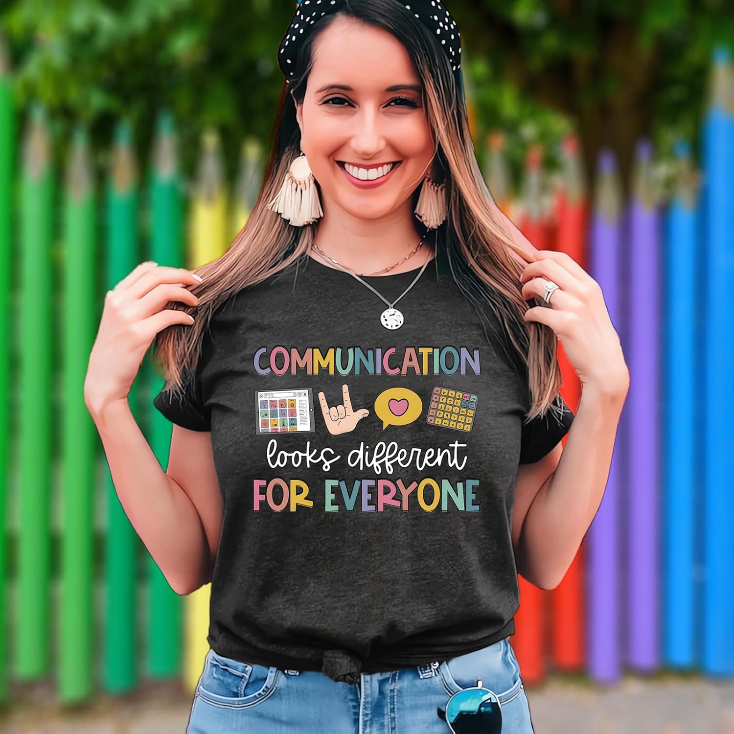 Teacher Shirts for Women Autism Speech Therapy T-Shirt Special Education Mental Health Teacher T-Shirt SLP Graphic Tee Top
