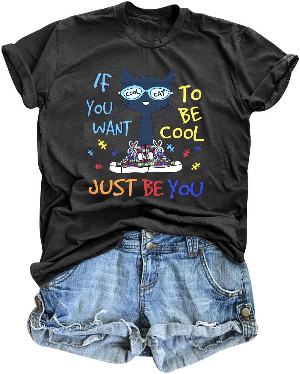 Autism Awareness Shirt Women Autistic Support Squad Shirts Mental Health Tshirt Funny Autism Support Shirt