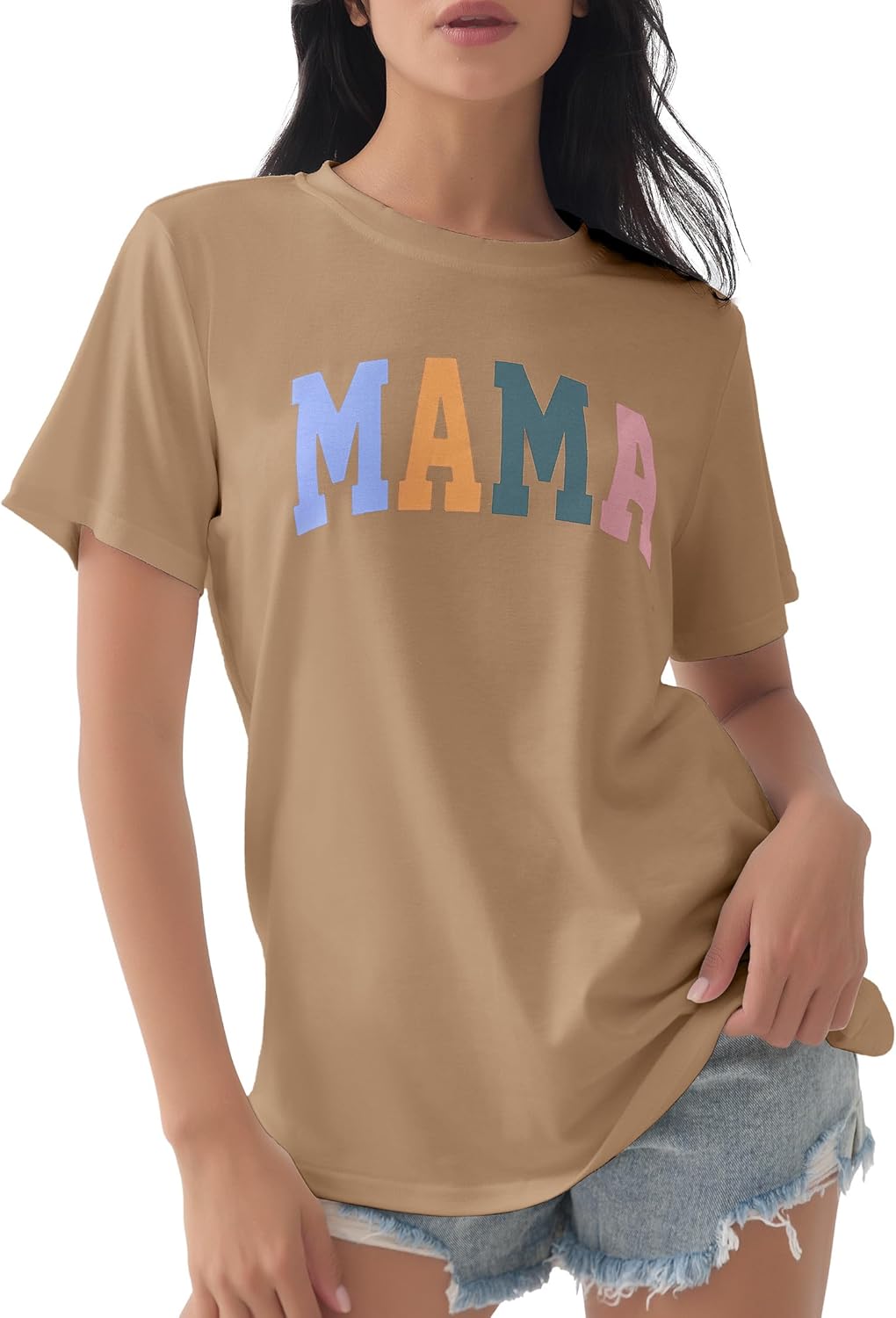 GGOV Mama Shirt Mom Letter Print Tops Mother's Day Shirts Gift Casual Tee Loose Fit Short Sleeve T Shirts