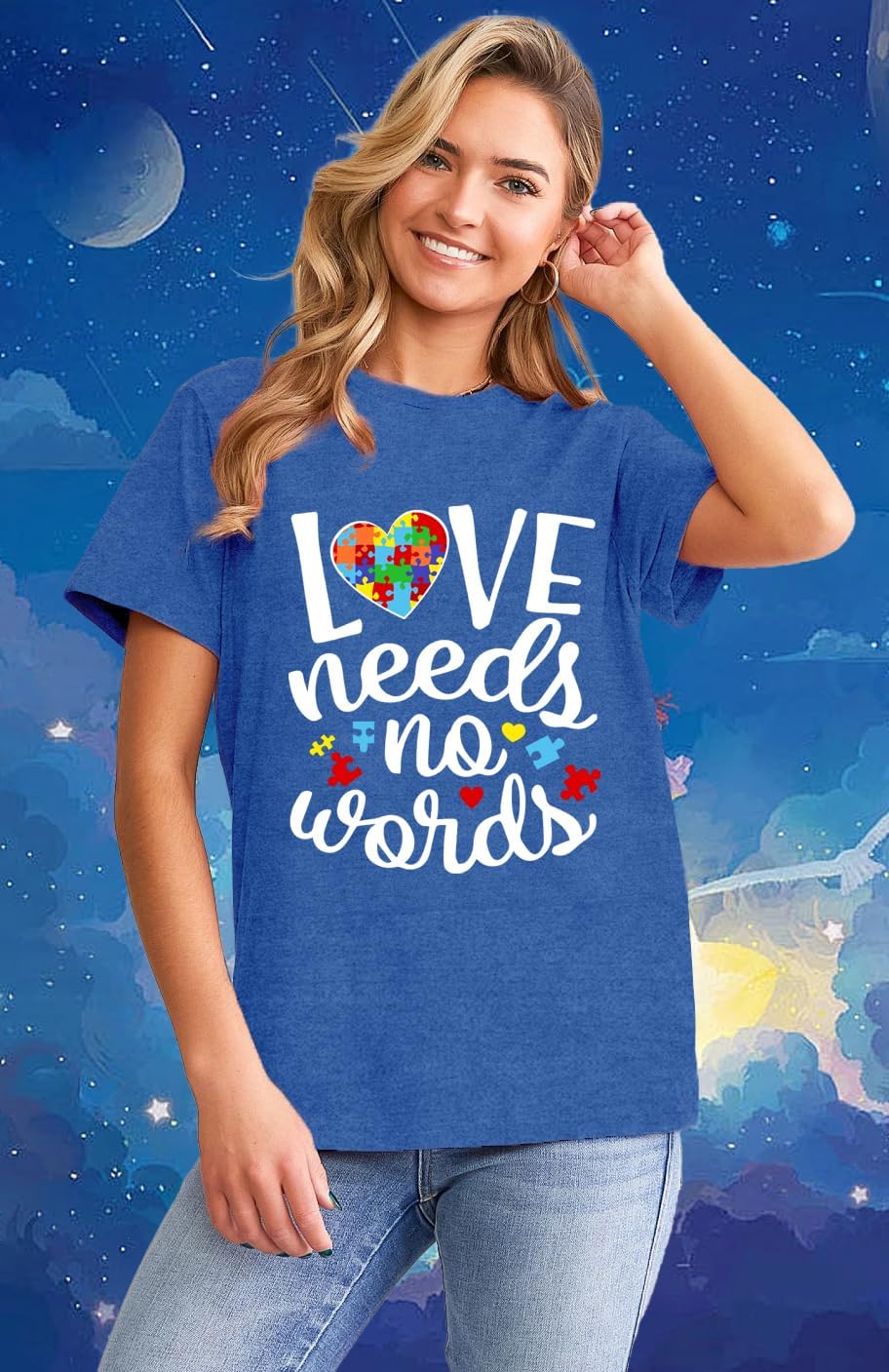 LBP Autism Awareness Shirt for Women Mental Health T-Shirt Be Kind Autism Tee Inspirational Tops
