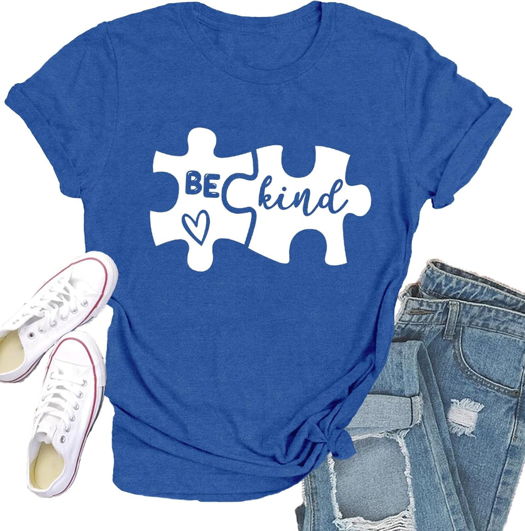 Qskall Autism Awareness Shirt for Women: Everyone Communicates Differently Tshirt Autism Advocate Tee Shirts