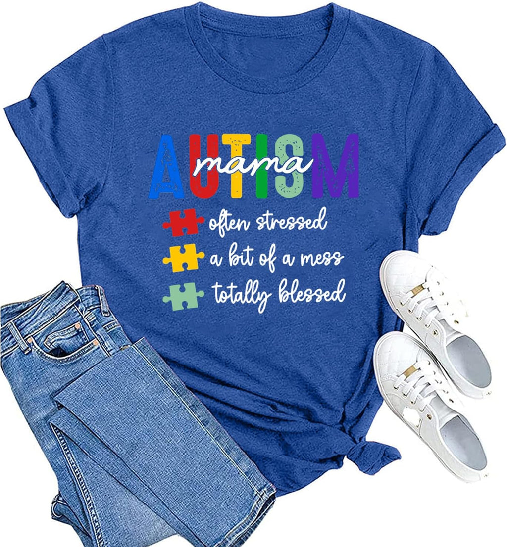 MAIHUN Autism Awareness Shirt for Women - Accept, Understand, Love Autism - Teacher Tshirt - Support Month Tee