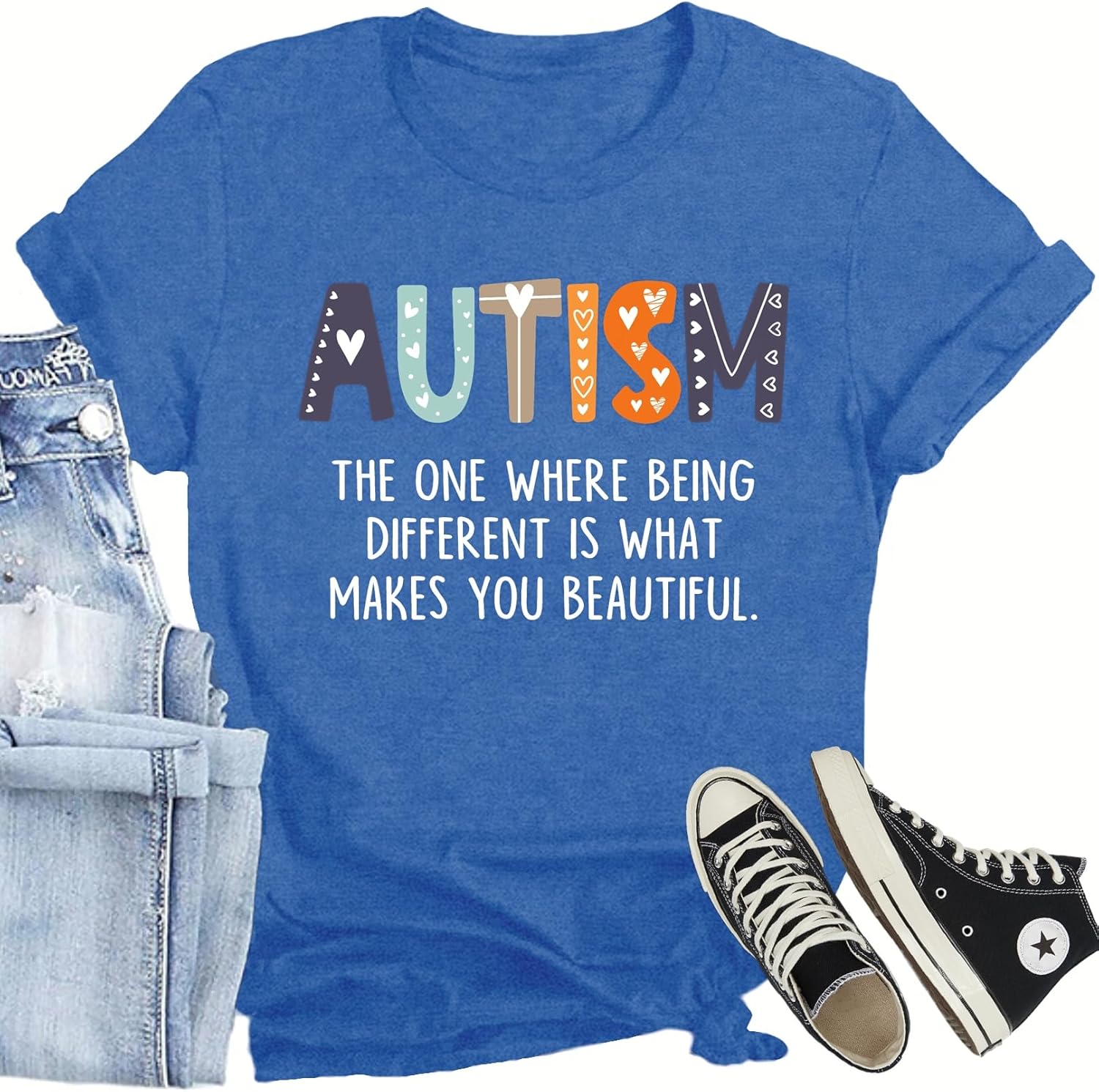 CQF Autism Awareness Shirt Women Autistic Acceptance Puzzle T-Shirts Inspirational Special Education Tee Tops