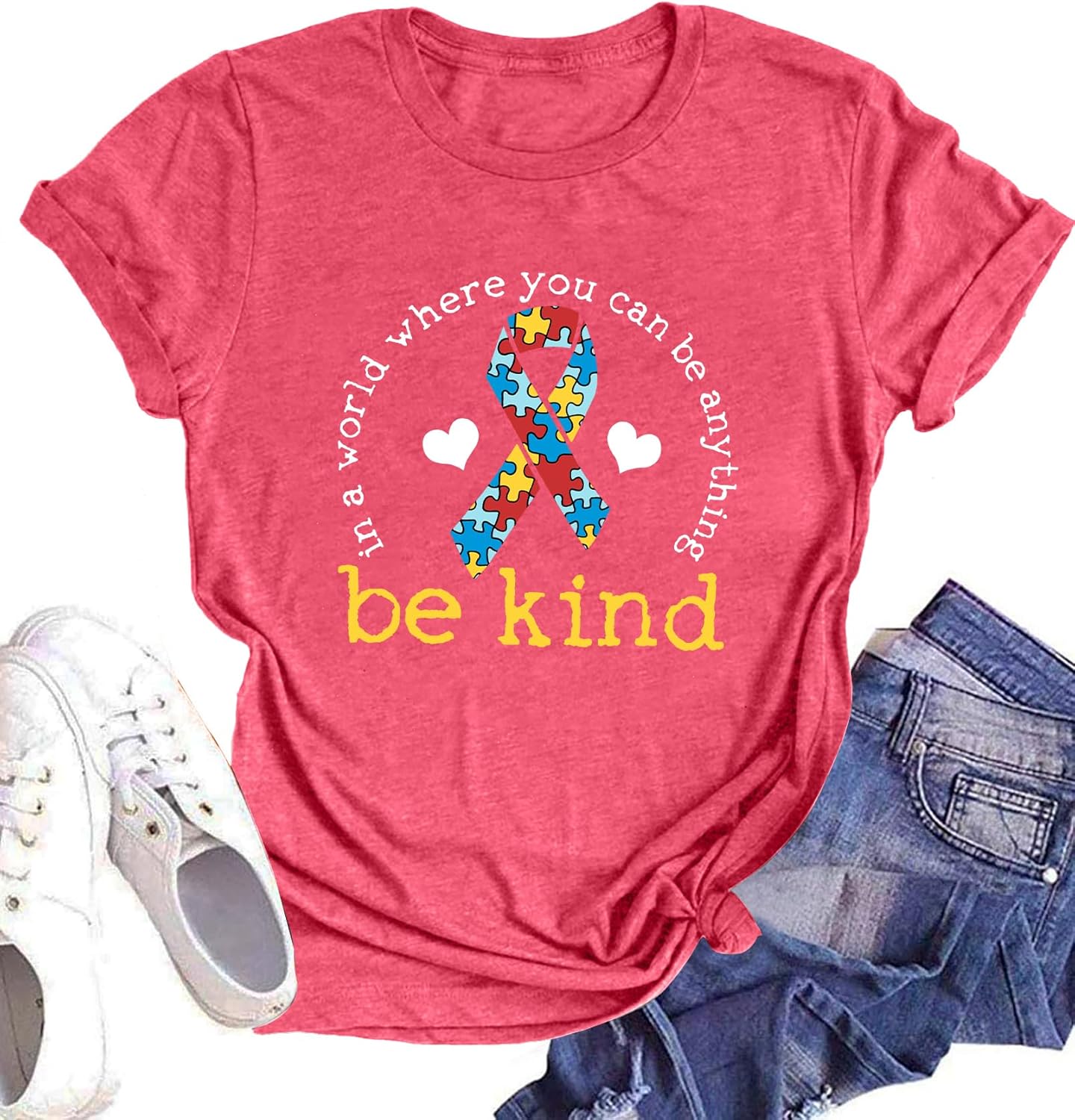 Autism Awareness Shirt Women : Be Kind Autism T Shirts Puzzle Graphic Autistic Support Tee Autism Acceptance Tops