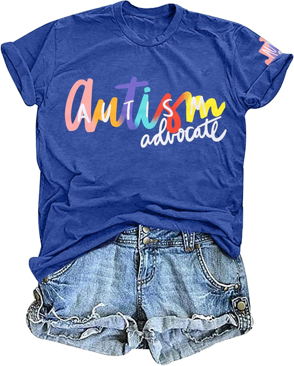 MYHALF Women Autism Awareness Shirt Teacher Autism Shirts Autism Mom Tshirt Blue Ribbon Graphic Tee Tops