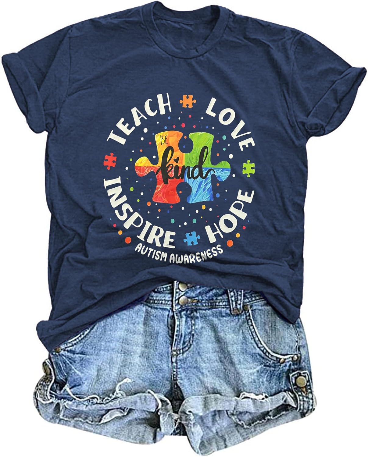 Autism Awareness Shirt Women Special Education Teacher T Shirt Short Sleeve Puzzle Piece Graphic Tee Tops
