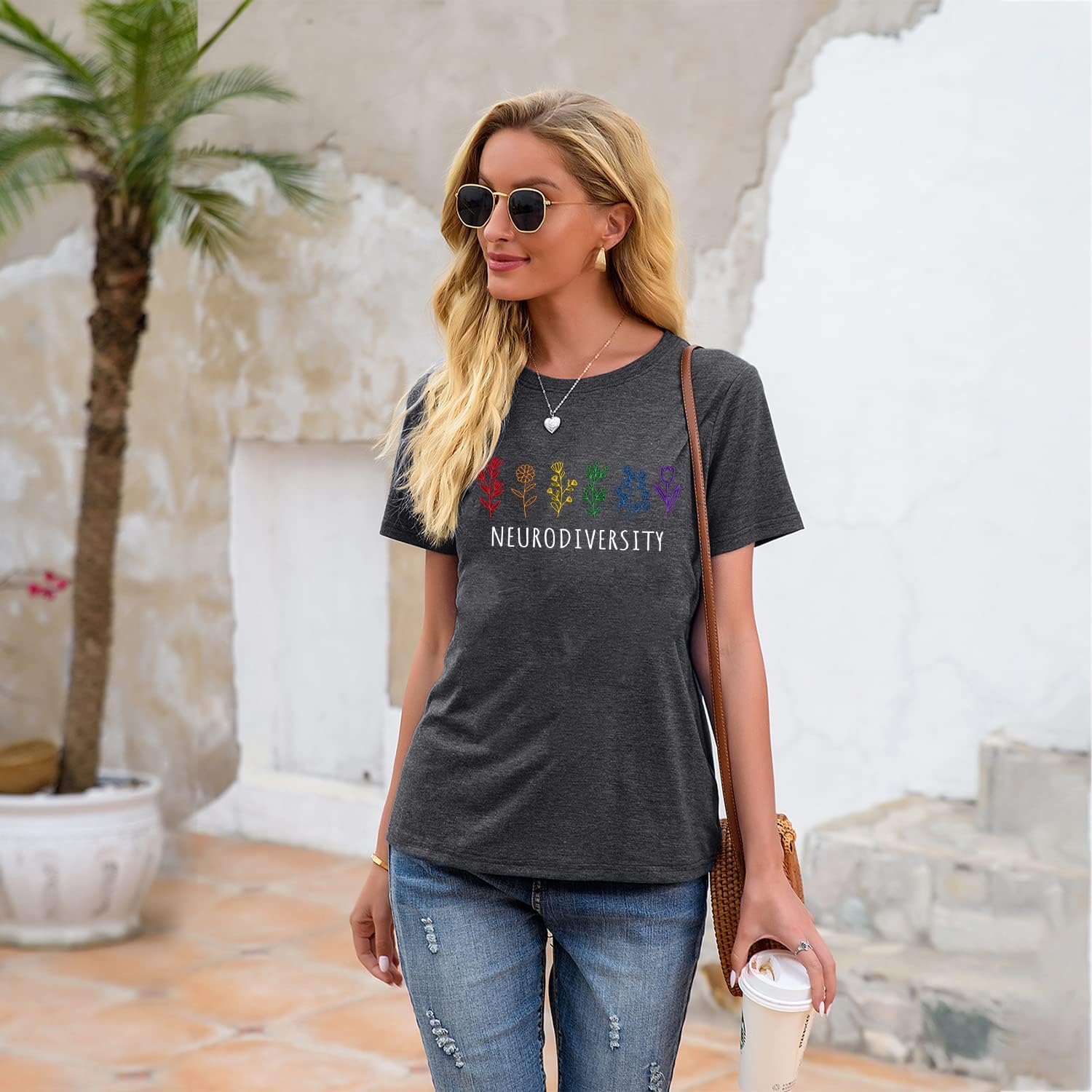 Autism Awareness T Shirt Women Special Education Teacher Shirt Neurodiversity Graphic Tee Inspirational Short Sleeve Tee Top