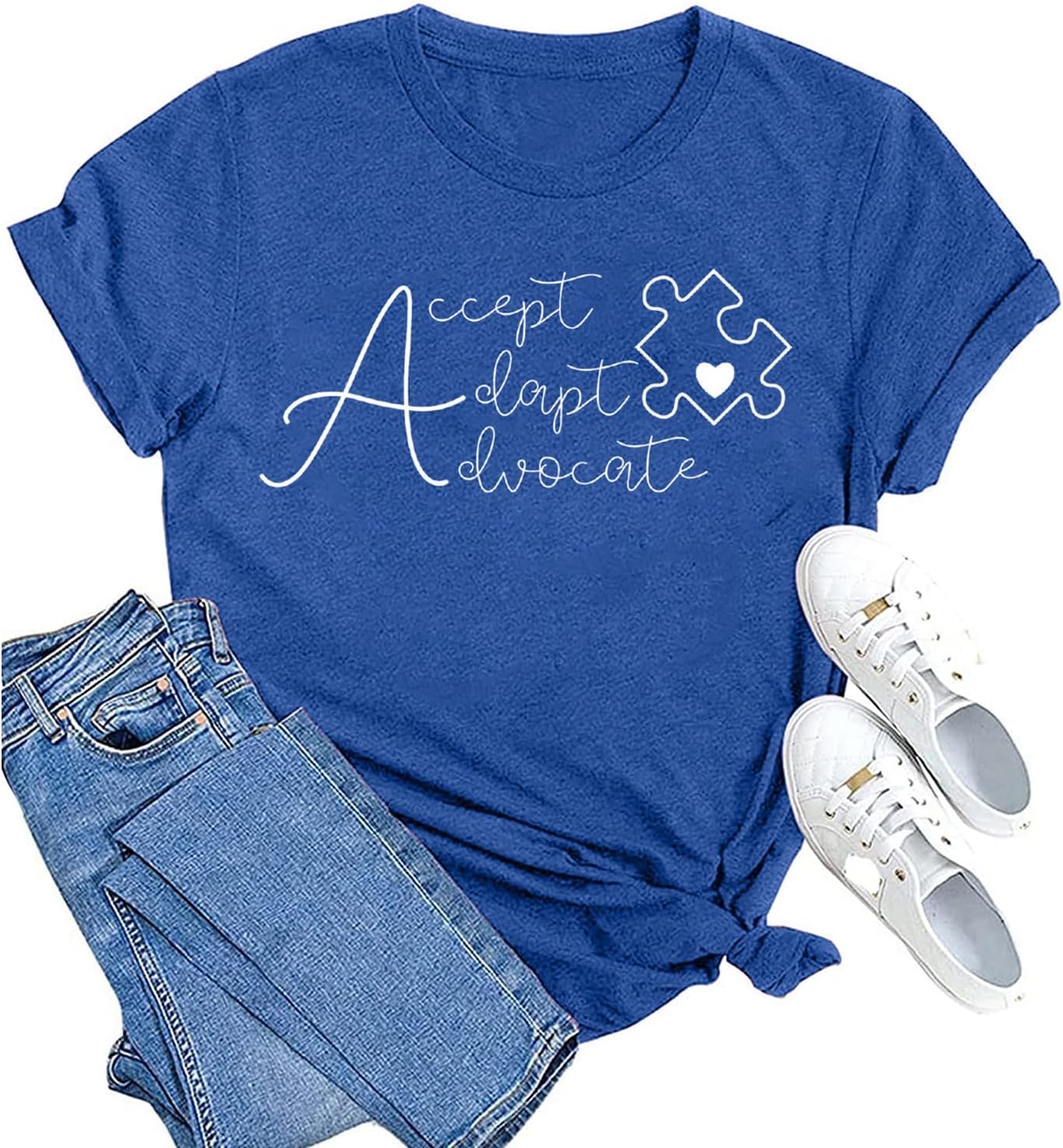 MAIHUN Autism Awareness Shirt for Women - Accept, Understand, Love Autism - Teacher Tshirt - Support Month Tee