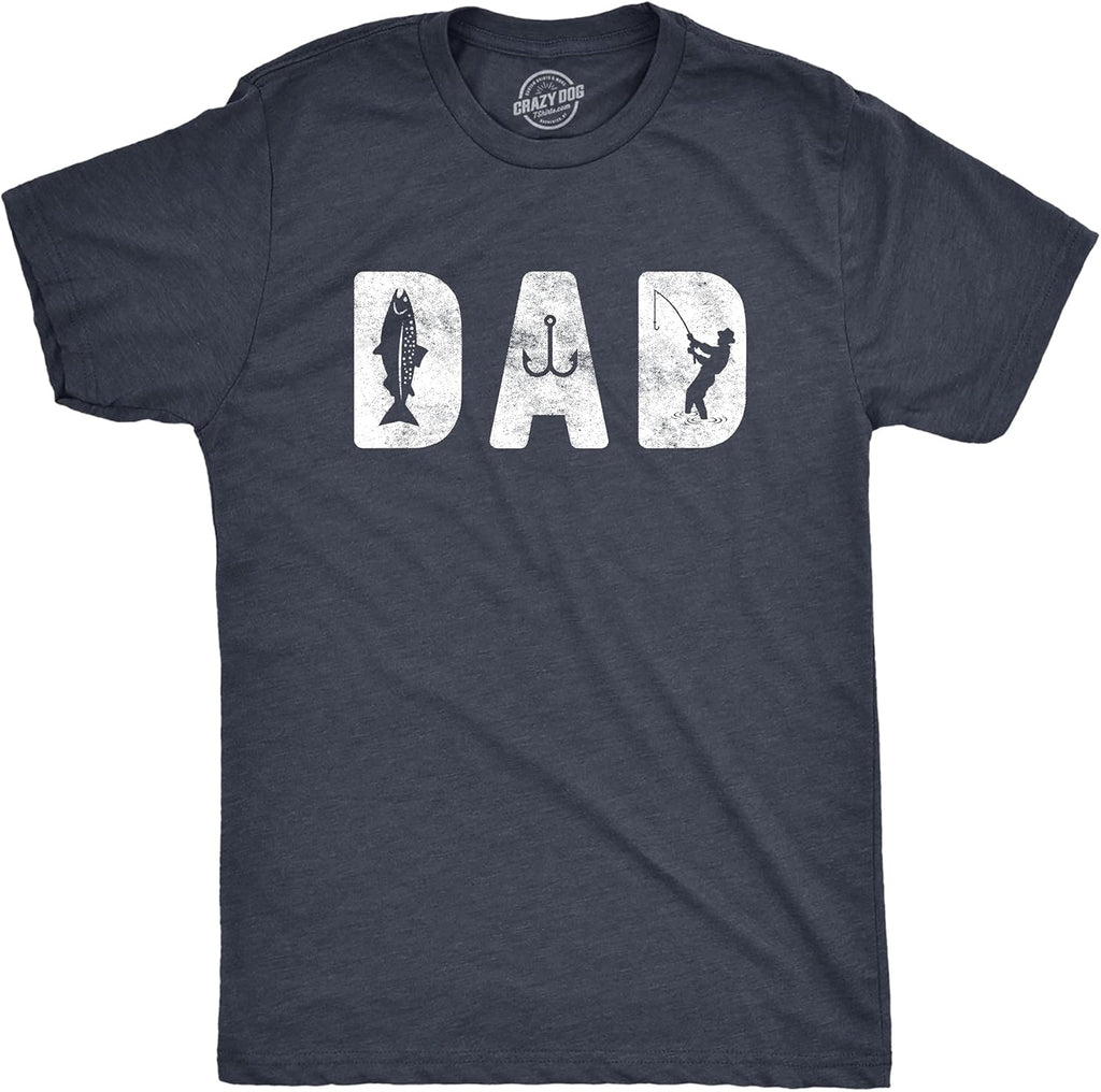 Crazy Dog Dad Fishing Shirts Funny Father's Day Reel Cool Dad Papa Grandpa Tees