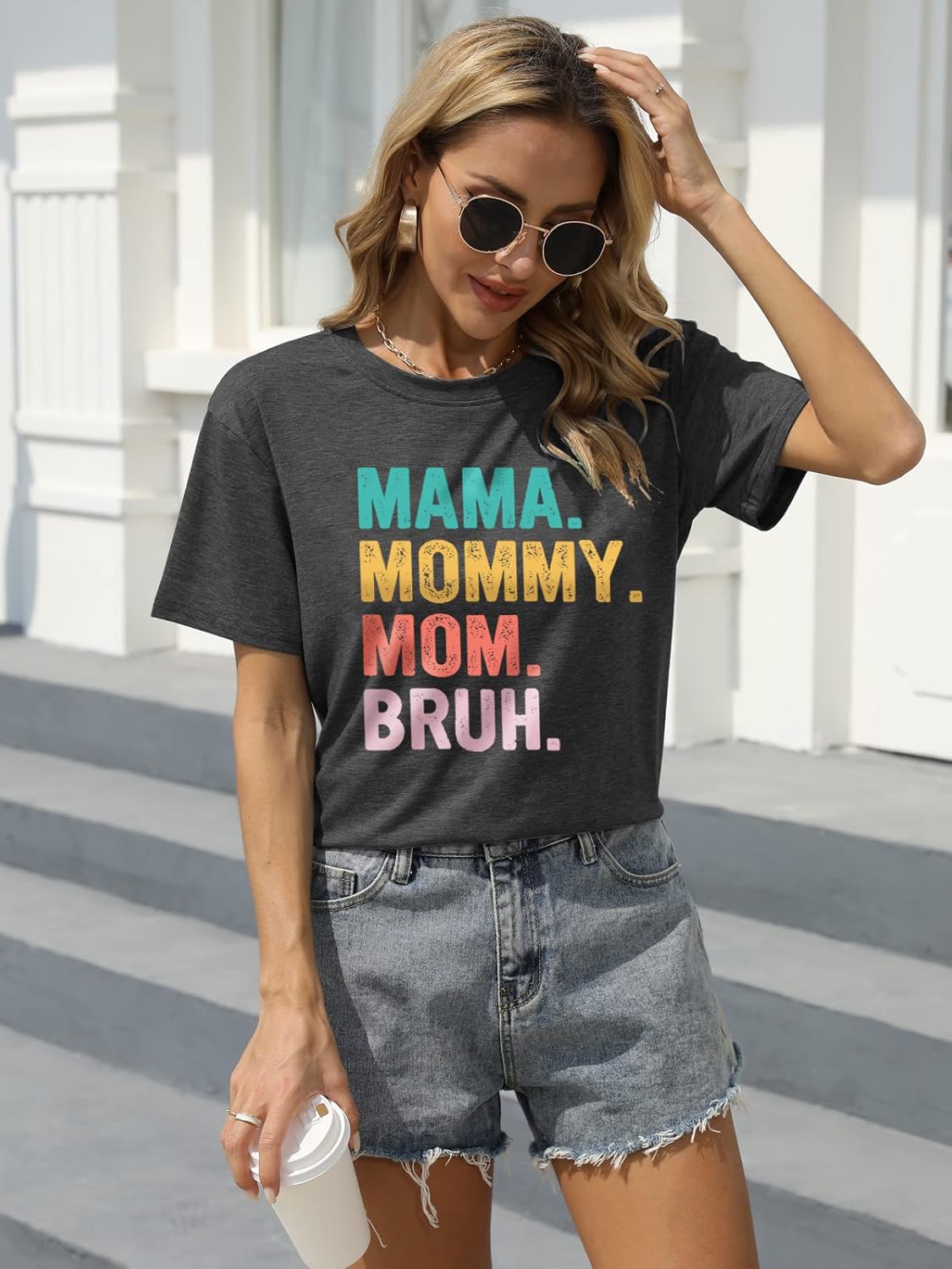 Mama Shirt for Women Mama Mommy Mom Bruh Mother's Day T Shirts Funny Short Sleeve Casual Tops Tees Mother Shirt