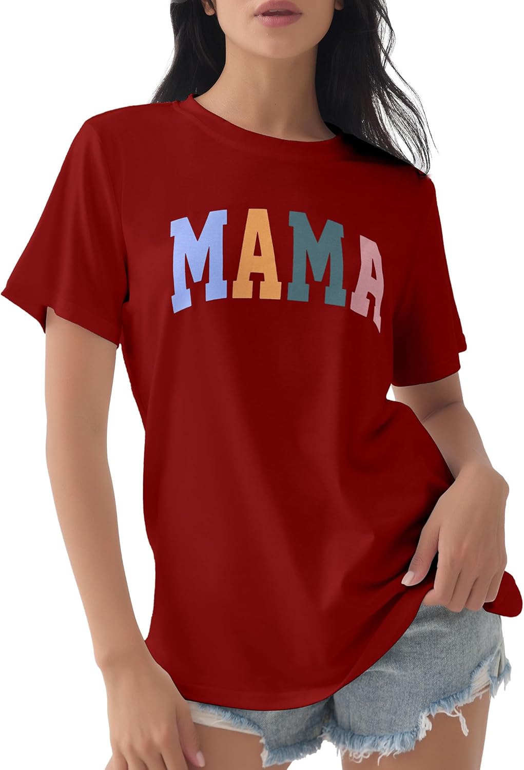 GGOV Mama Shirt Mom Letter Print Tops Mother's Day Shirts Gift Casual Tee Loose Fit Short Sleeve T Shirts