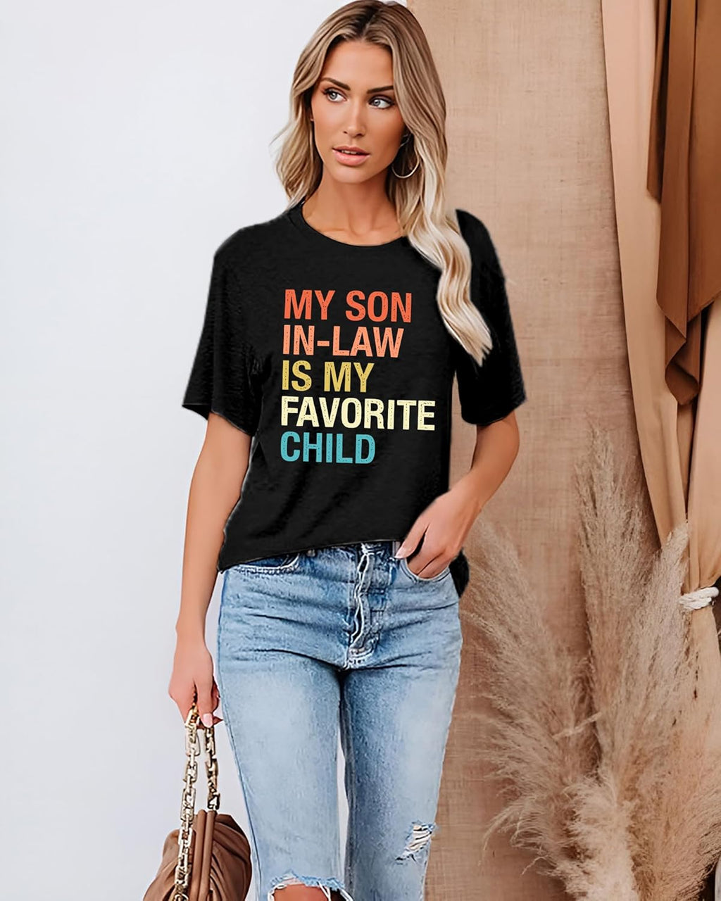 Mama Shirts Women My Son in Law is My Favorite Child Shirt Mother's Day T Shirts Gift Mom Short Sleeve Tops
