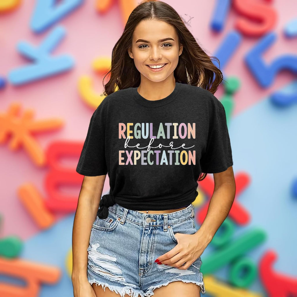Teacher Shirts Autism Speech Therapy Shirt for Women Sped Teacher T-Shirt Inspirational Letter Print Graphic Tee Top