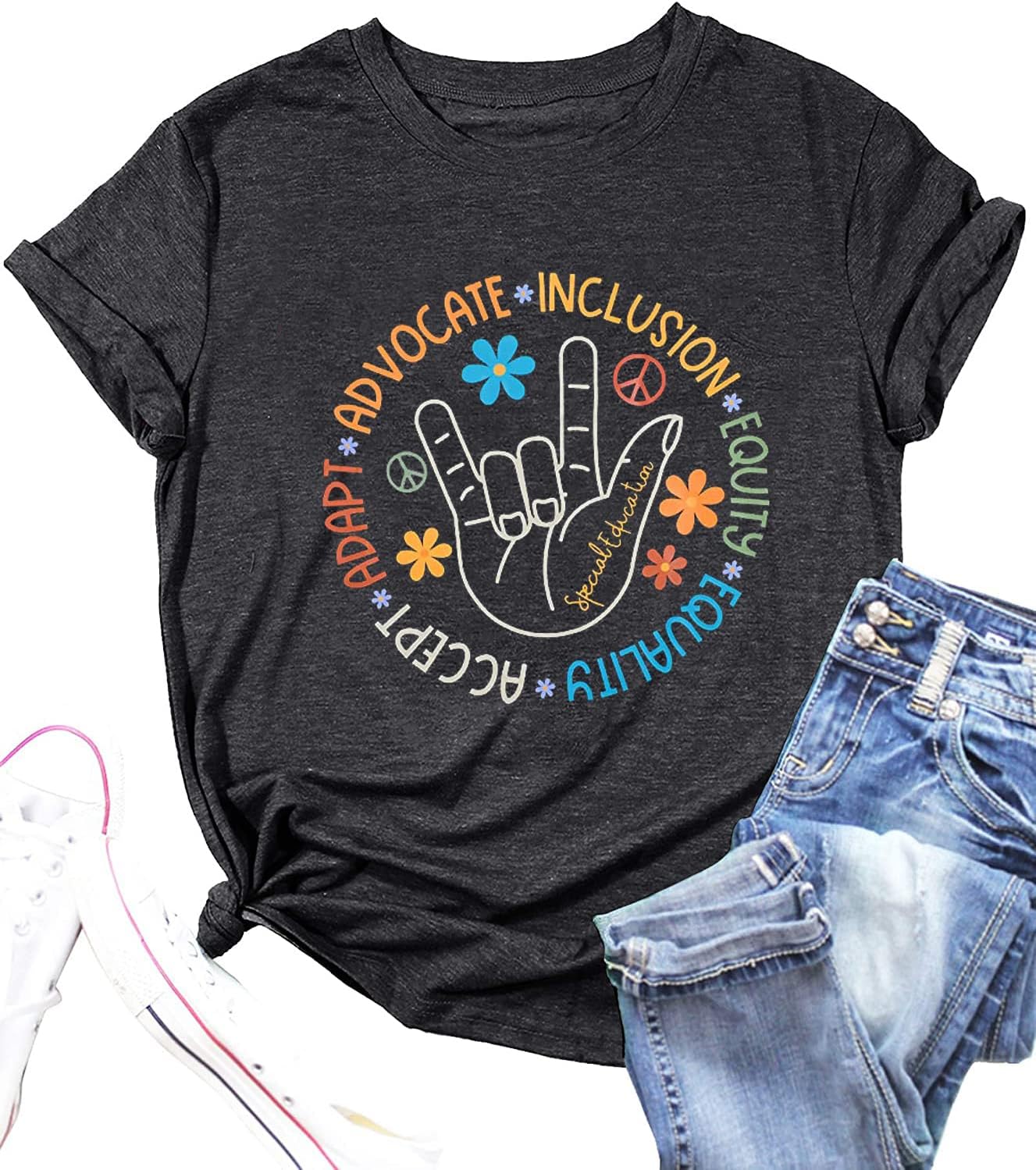 Everyone Communicates Differently T-Shirt Women Autism Awareness Shirt Autistic Support Shirt Funny Letter Print Tees