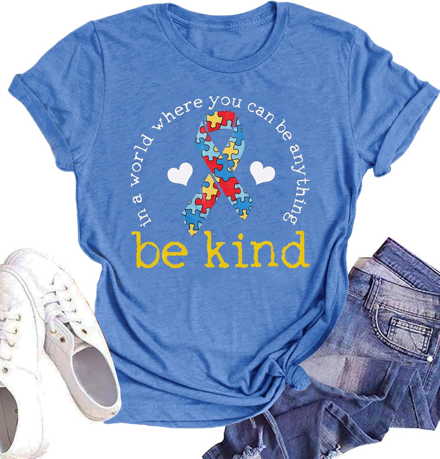 Autism Awareness Shirt Women : Be Kind Autism T Shirts Puzzle Graphic Autistic Support Tee Autism Acceptance Tops