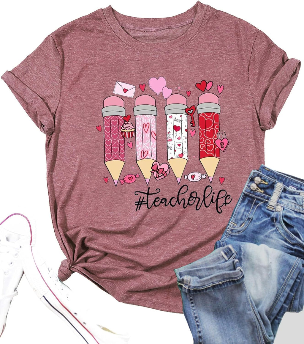 Teacher Shirt ABC Alphabet Elemeno Women Letter Print Graphic Tee Tops Teachers Gift Student T-Shirt Blouse