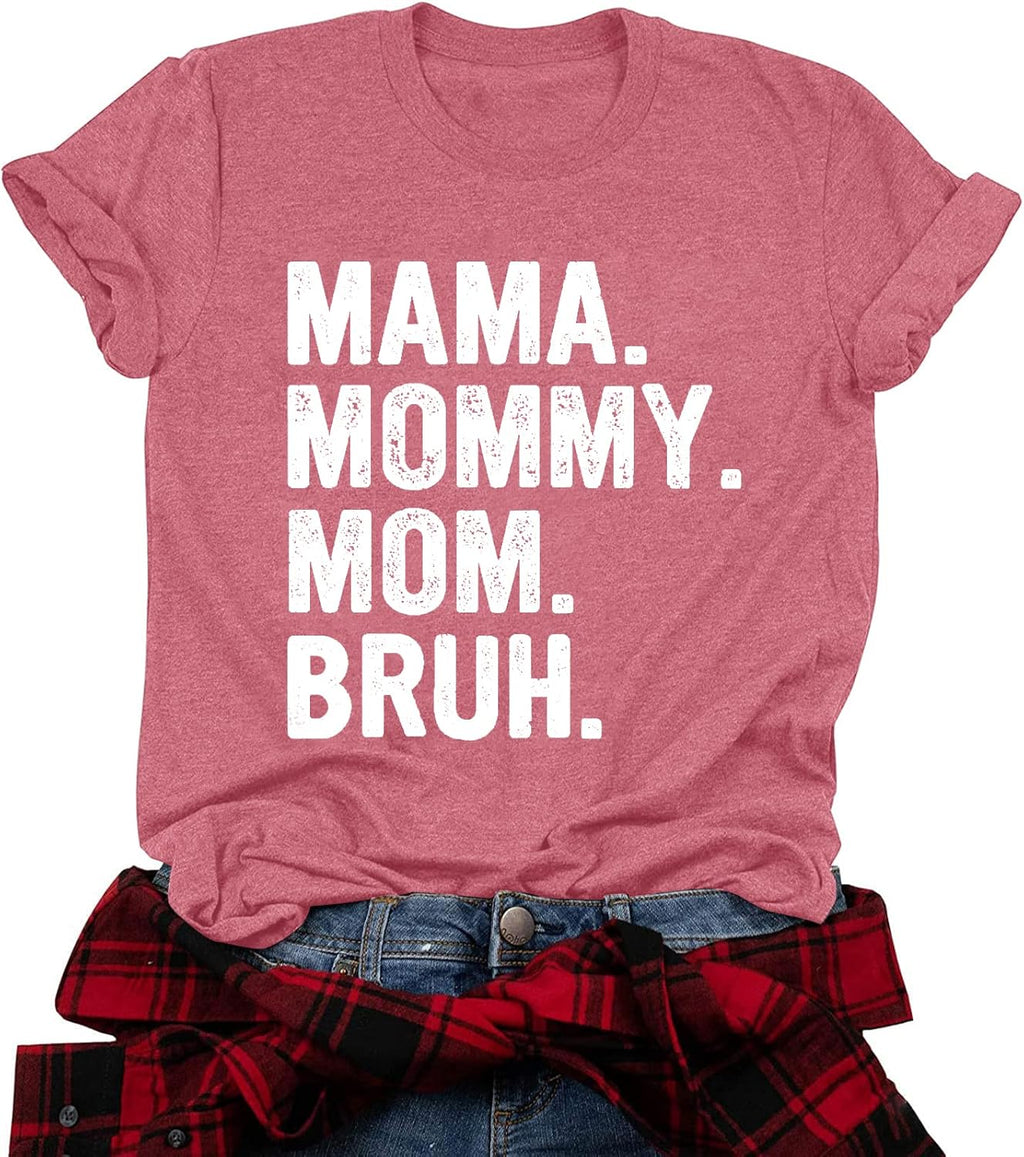 Mama Shirt for Women Mama Mommy Mom Bruh Mother's Day T Shirts Funny Short Sleeve Casual Tops Tees Mother Shirt