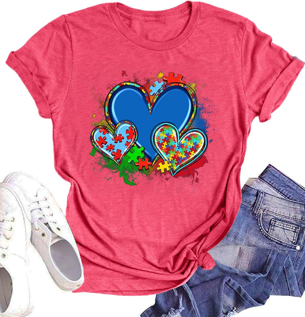 Autism Awareness Shirt Women : Be Kind Autism T Shirts Puzzle Graphic Autistic Support Tee Autism Acceptance Tops