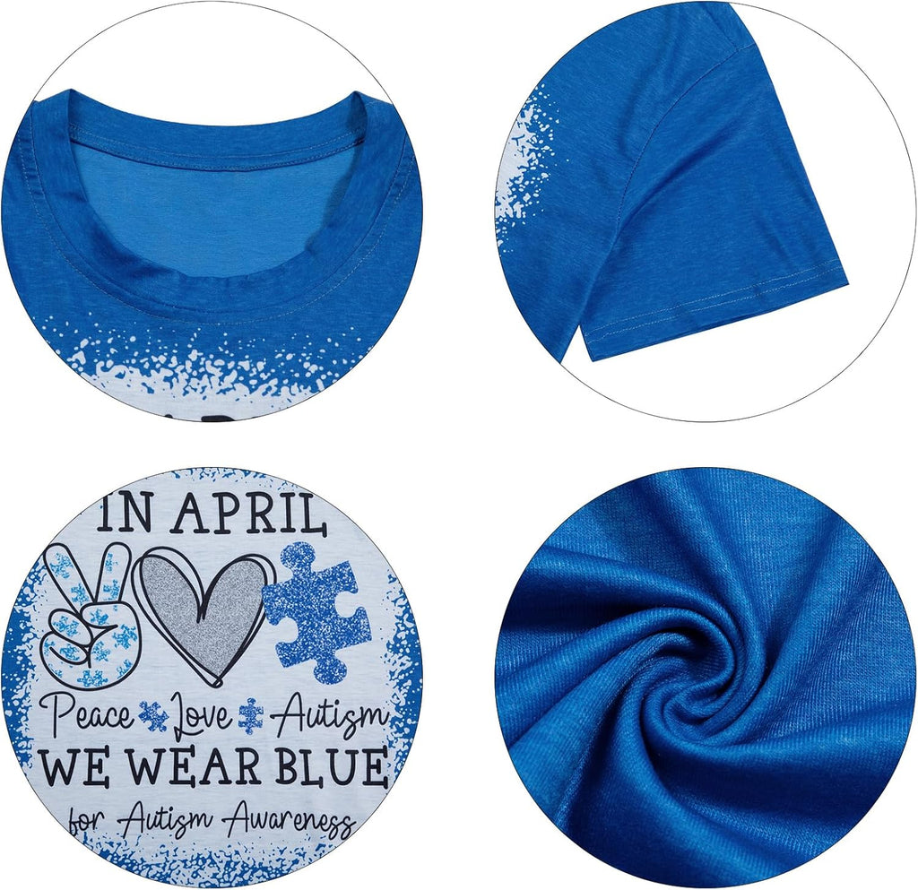 Autism Awareness Shirt Women: in April We Wear Blue Shirts Special Education Teacher Shirt Mental Health Tee Tops