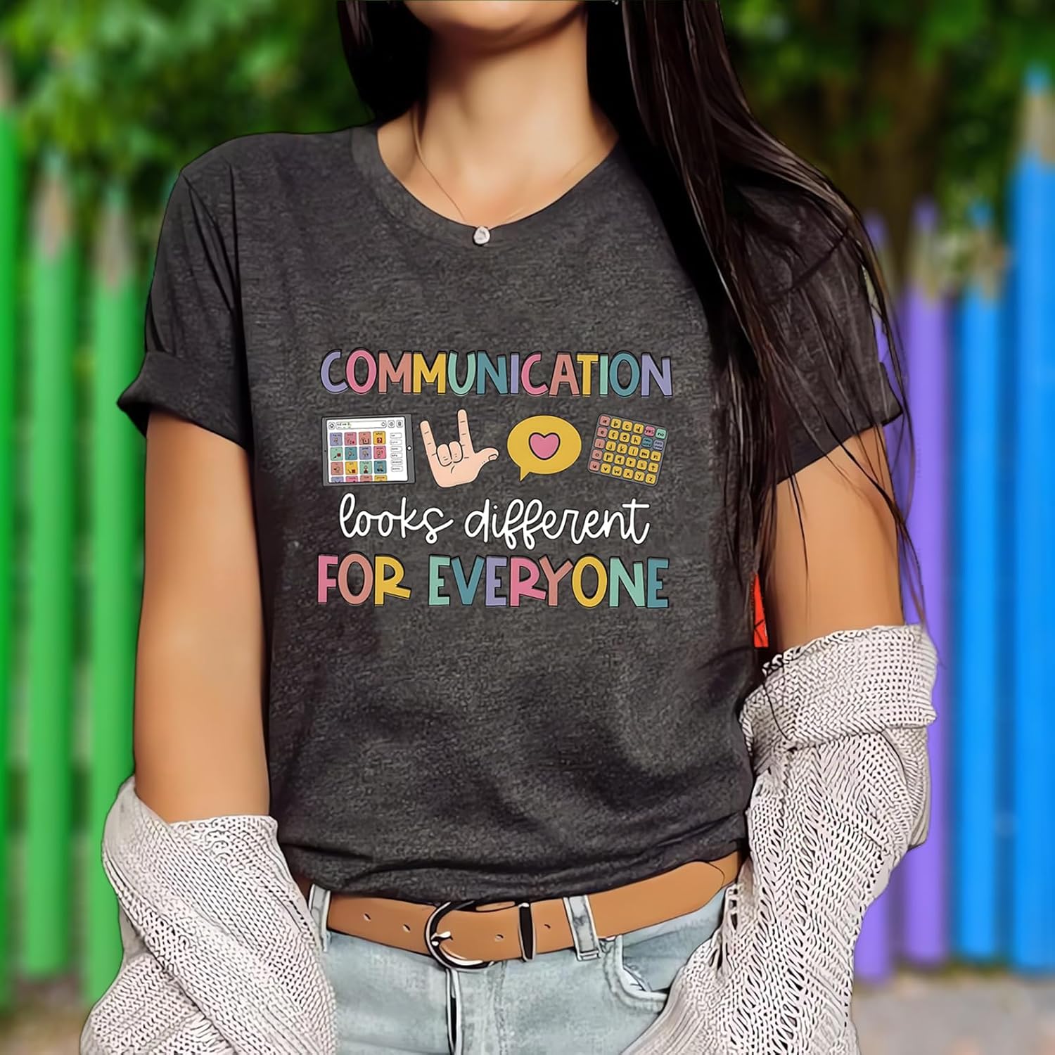 Teacher Shirts for Women Autism Speech Therapy T-Shirt Special Education Mental Health Teacher T-Shirt SLP Graphic Tee Top