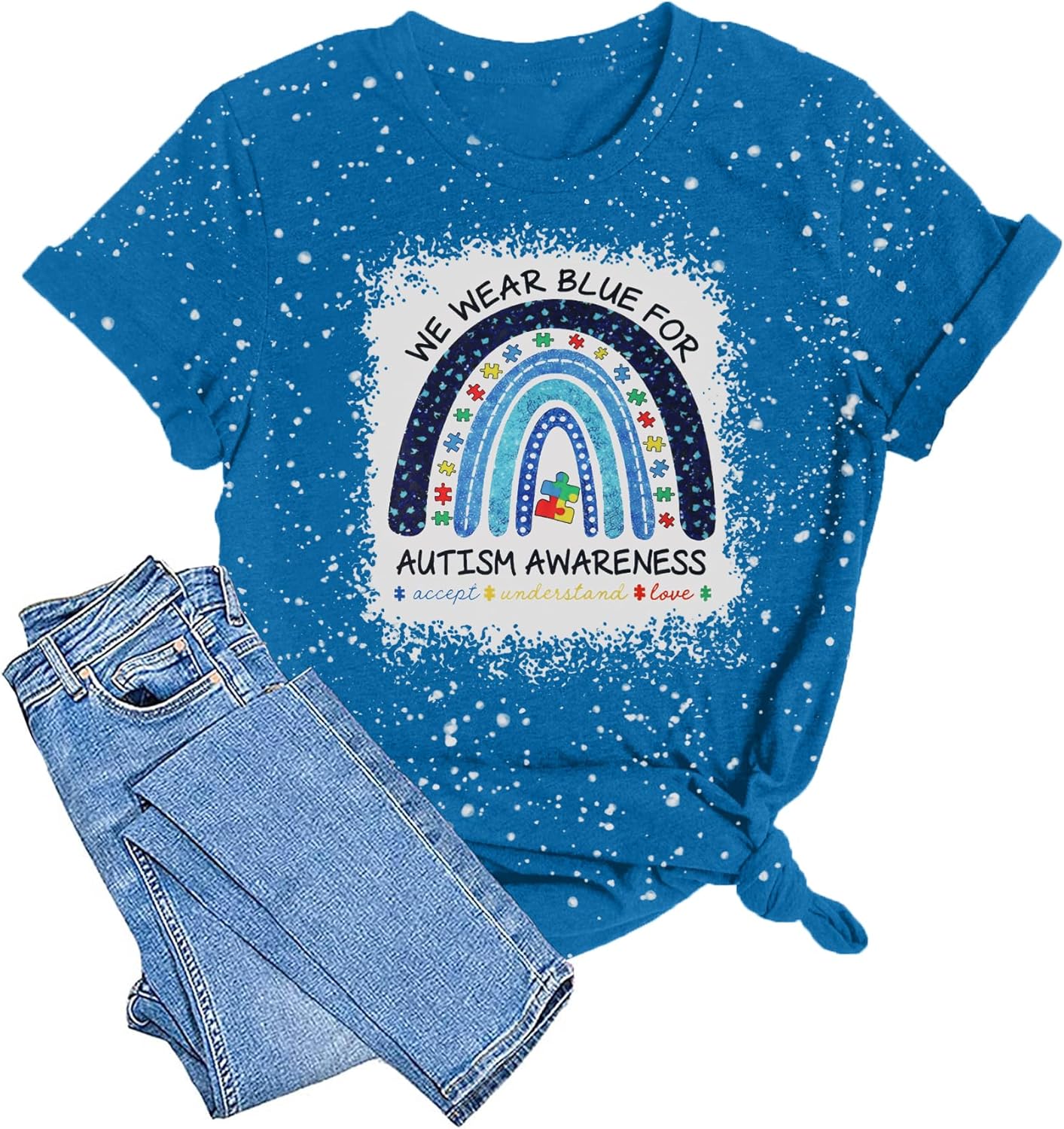 Autism Awareness Shirt Women Autism Support Tops Women Rainbow Mental Health Tshirt Special Education Tee