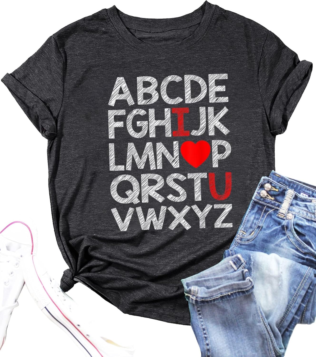 Teacher Shirt ABC Alphabet Elemeno Women Letter Print Graphic Tee Tops Teachers Gift Student T-Shirt Blouse