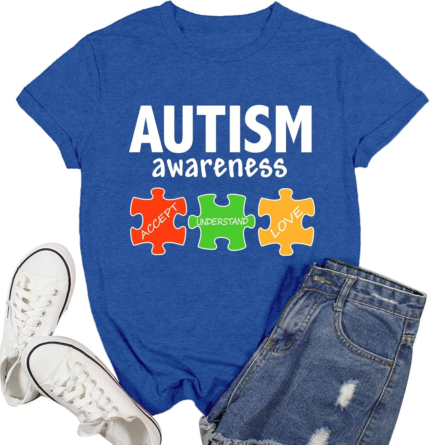 Ascrazy Autism Awareness Shirt for Women Autism Acceptance Love Tshirt Inspirational Neurodiversity Tee Top