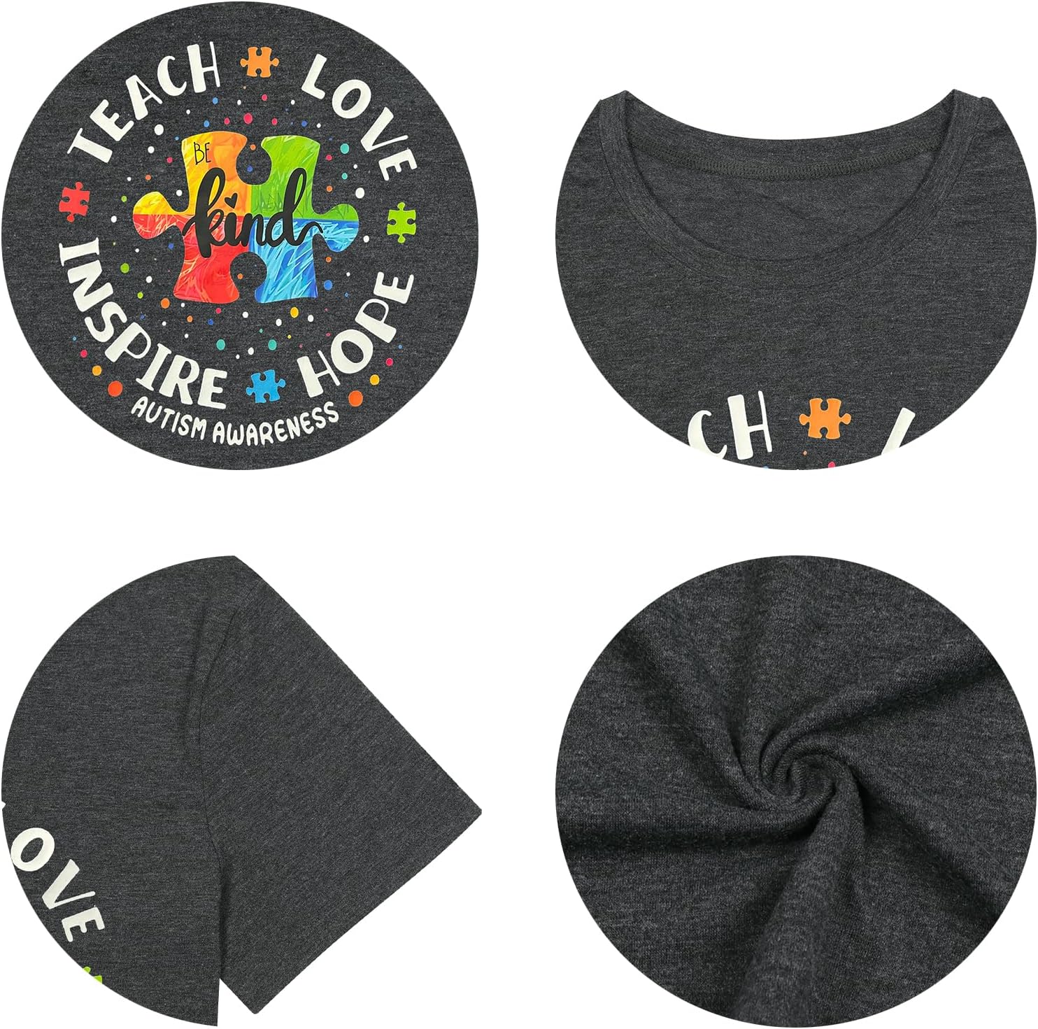 Autism Awareness Shirt Women Special Education Teacher T Shirt Short Sleeve Puzzle Piece Graphic Tee Tops