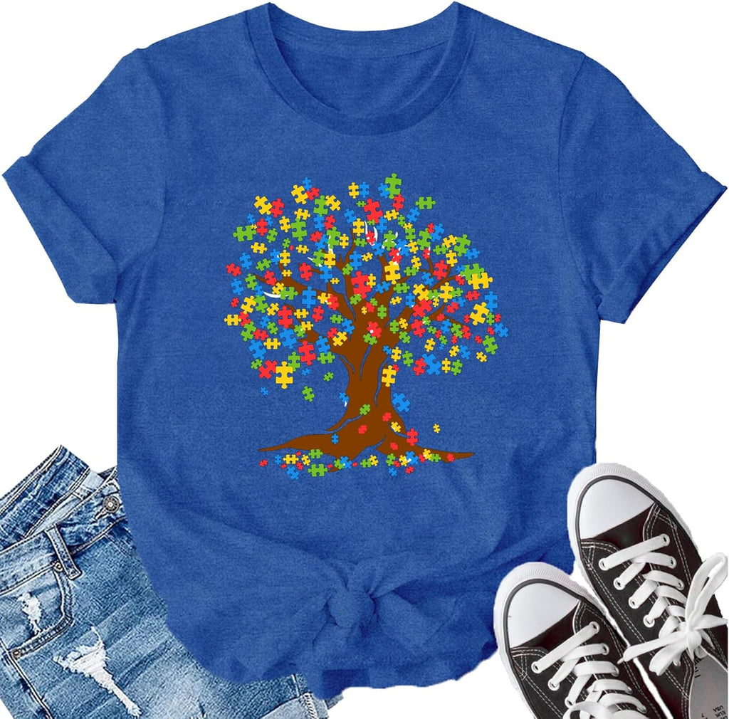 LBP Autism Awareness Shirt for Women Mental Health T-Shirt Be Kind Autism Tee Inspirational Tops