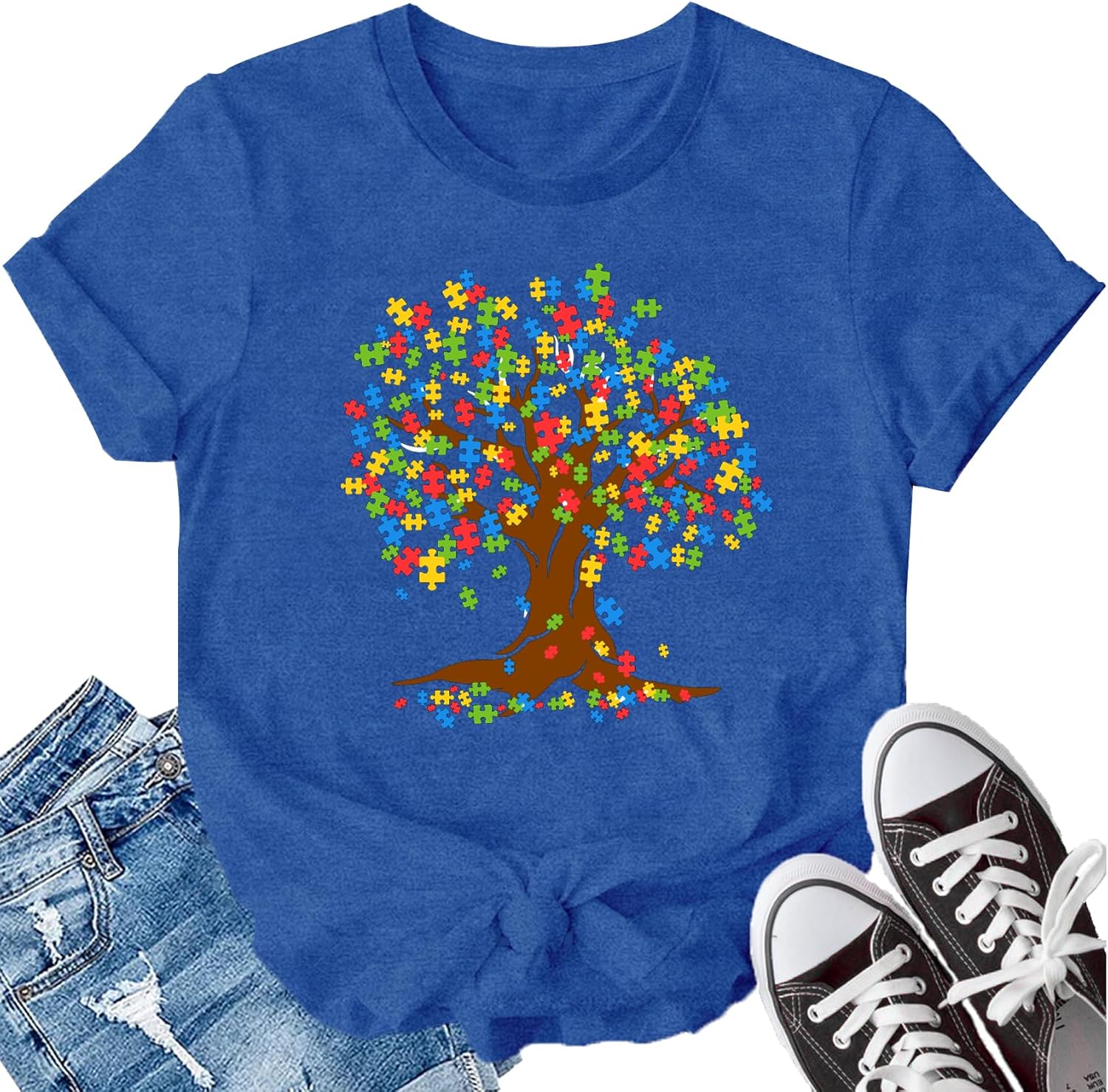 LBP Autism Awareness Shirt for Women Mental Health T-Shirt Be Kind Autism Tee Inspirational Tops