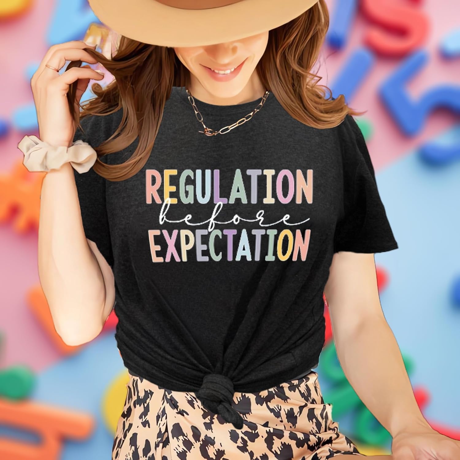 Teacher Shirts Autism Speech Therapy Shirt for Women Sped Teacher T-Shirt Inspirational Letter Print Graphic Tee Top