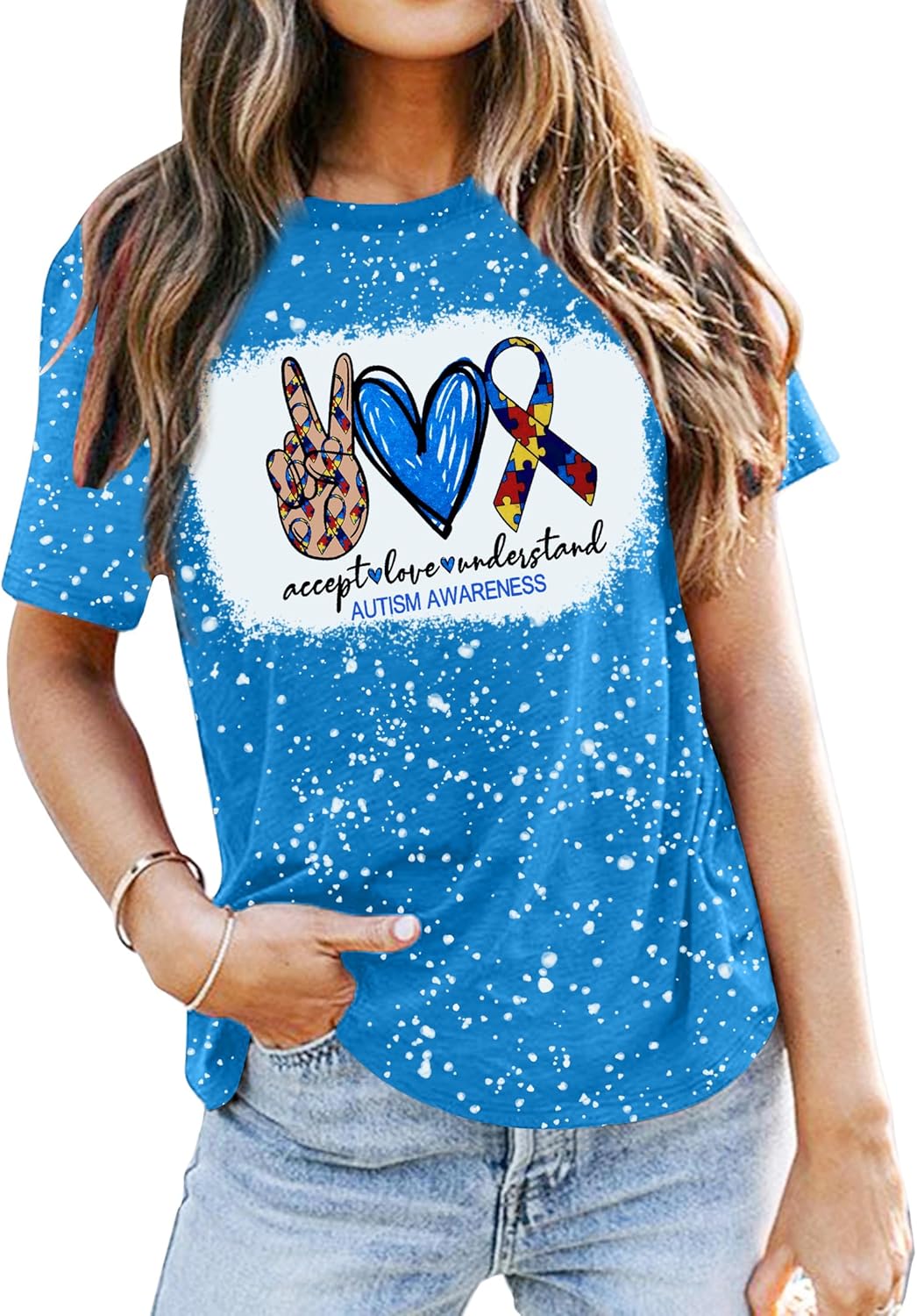 Autism Awareness Shirts Women Autistic Support Tshirt Puzzle Piece Heart Graphic Inspirational Tops