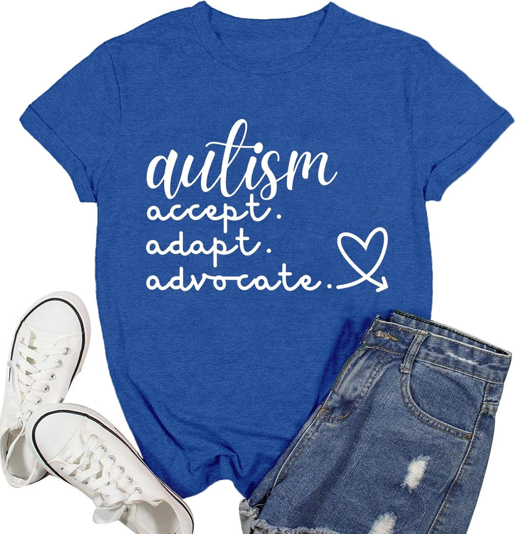 Ascrazy Autism Awareness Shirt for Women Autism Acceptance Love Tshirt Inspirational Neurodiversity Tee Top
