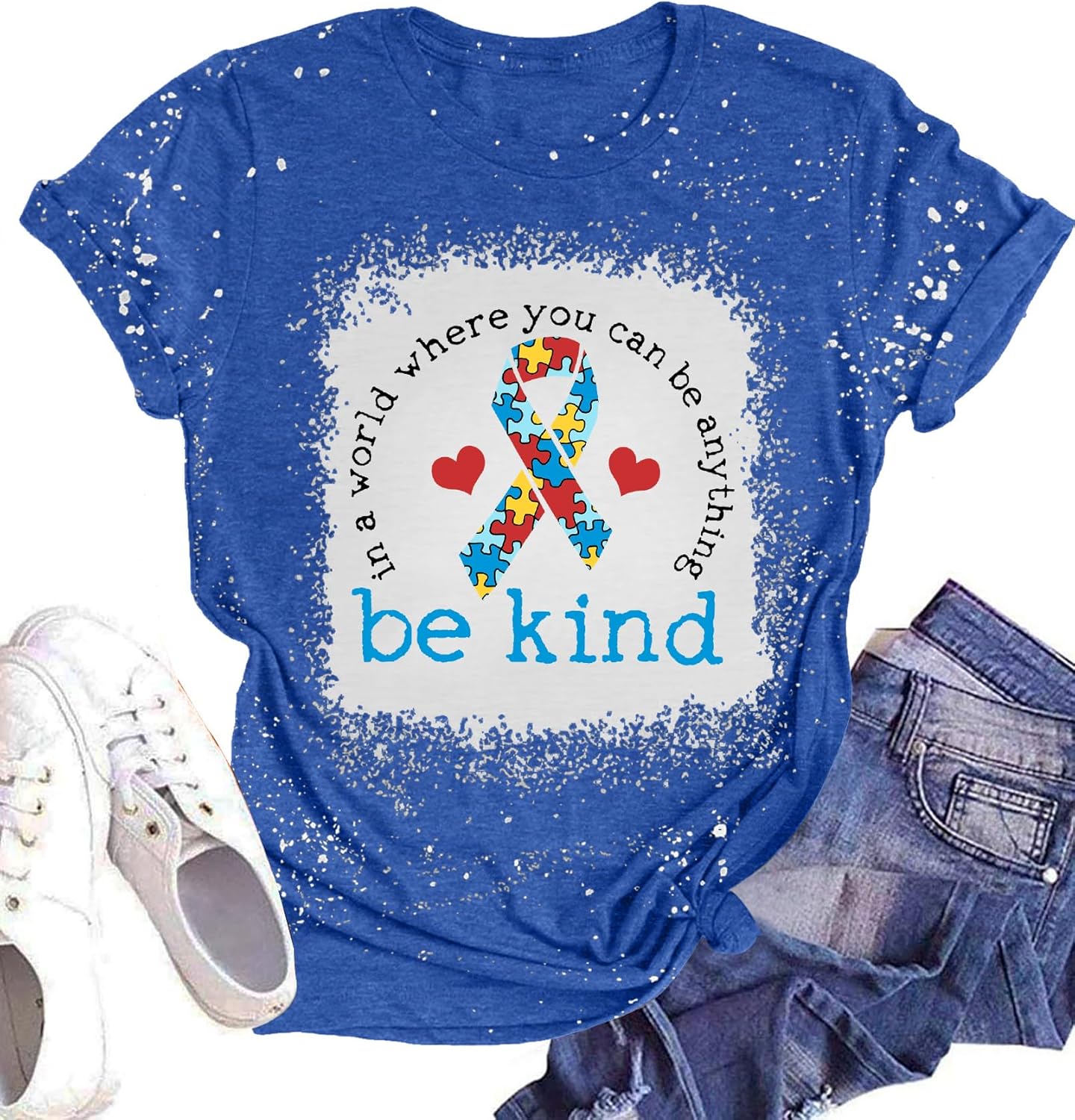 Autism Awareness Shirt Women : Be Kind Autism T Shirts Puzzle Graphic Autistic Support Tee Autism Acceptance Tops