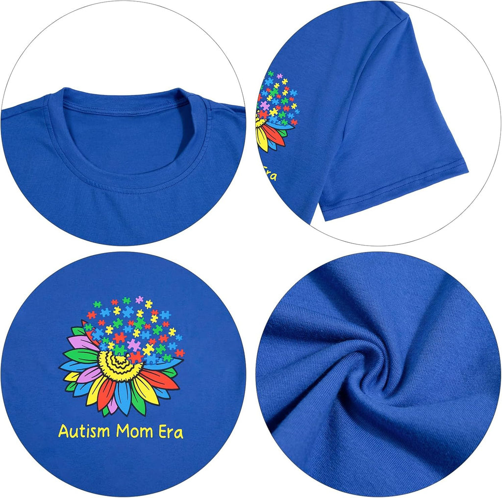 Autism Awareness Shirt Women in My Autism Mom Era Shirts Be Kind T-Shirts Inspirational Graphic Tee Casual Top