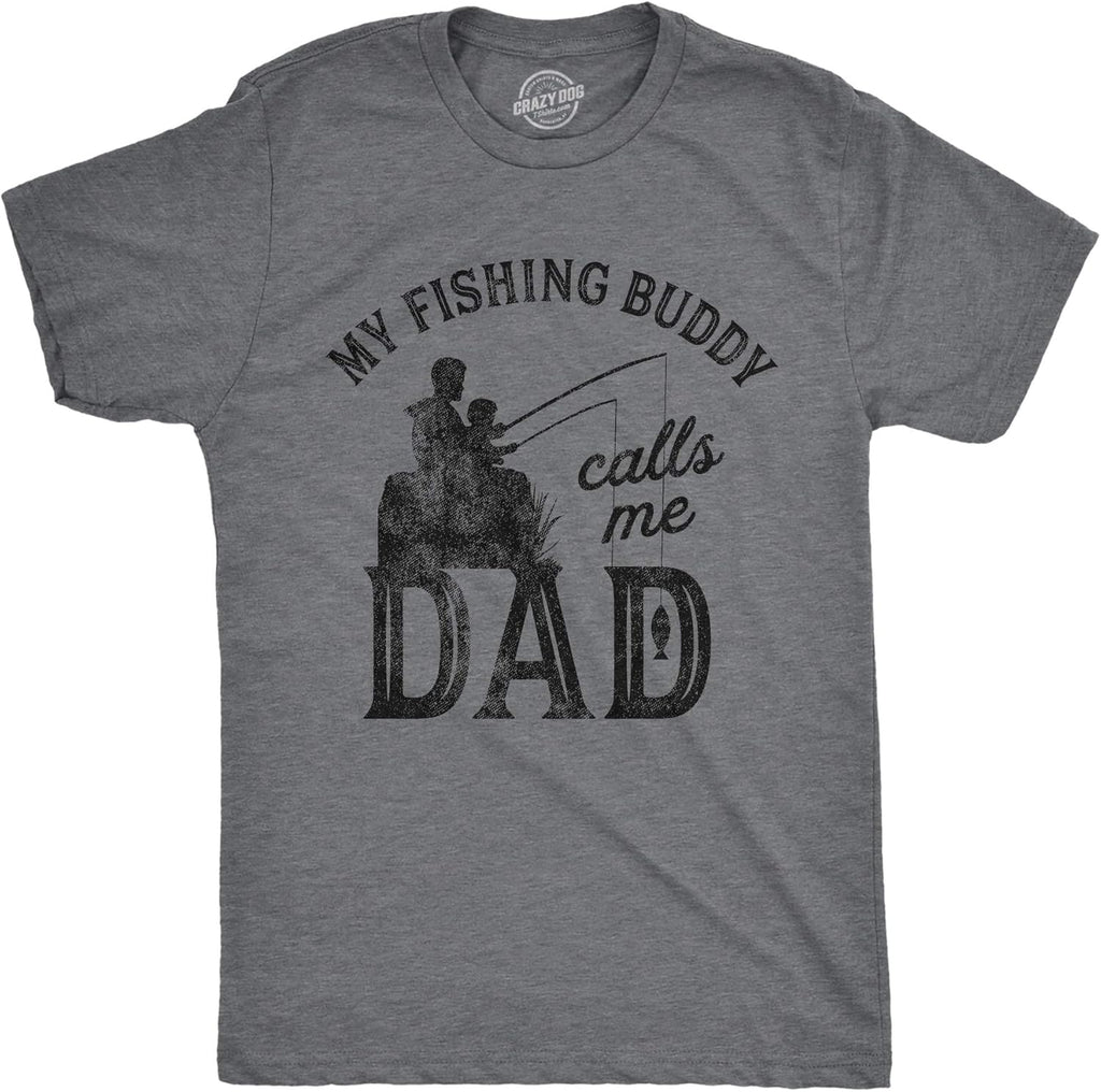 Crazy Dog Dad Fishing Shirts Funny Father's Day Reel Cool Dad Papa Grandpa Tees