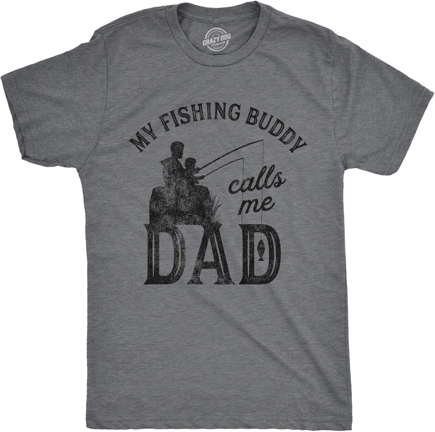 Crazy Dog Dad Fishing Shirts Funny Father's Day Reel Cool Dad Papa Grandpa Tees