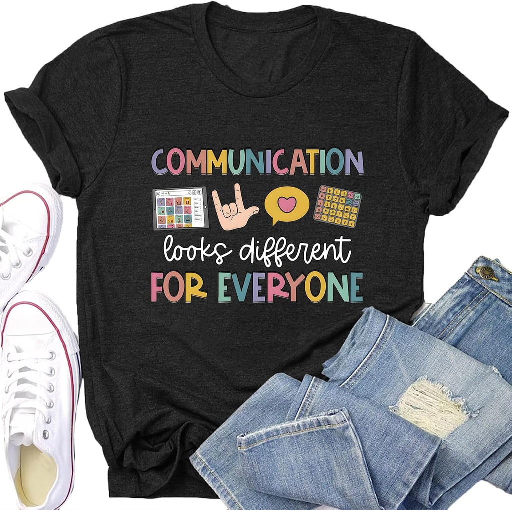 Teacher Shirts for Women Autism Speech Therapy T-Shirt Special Education Mental Health Teacher T-Shirt SLP Graphic Tee Top