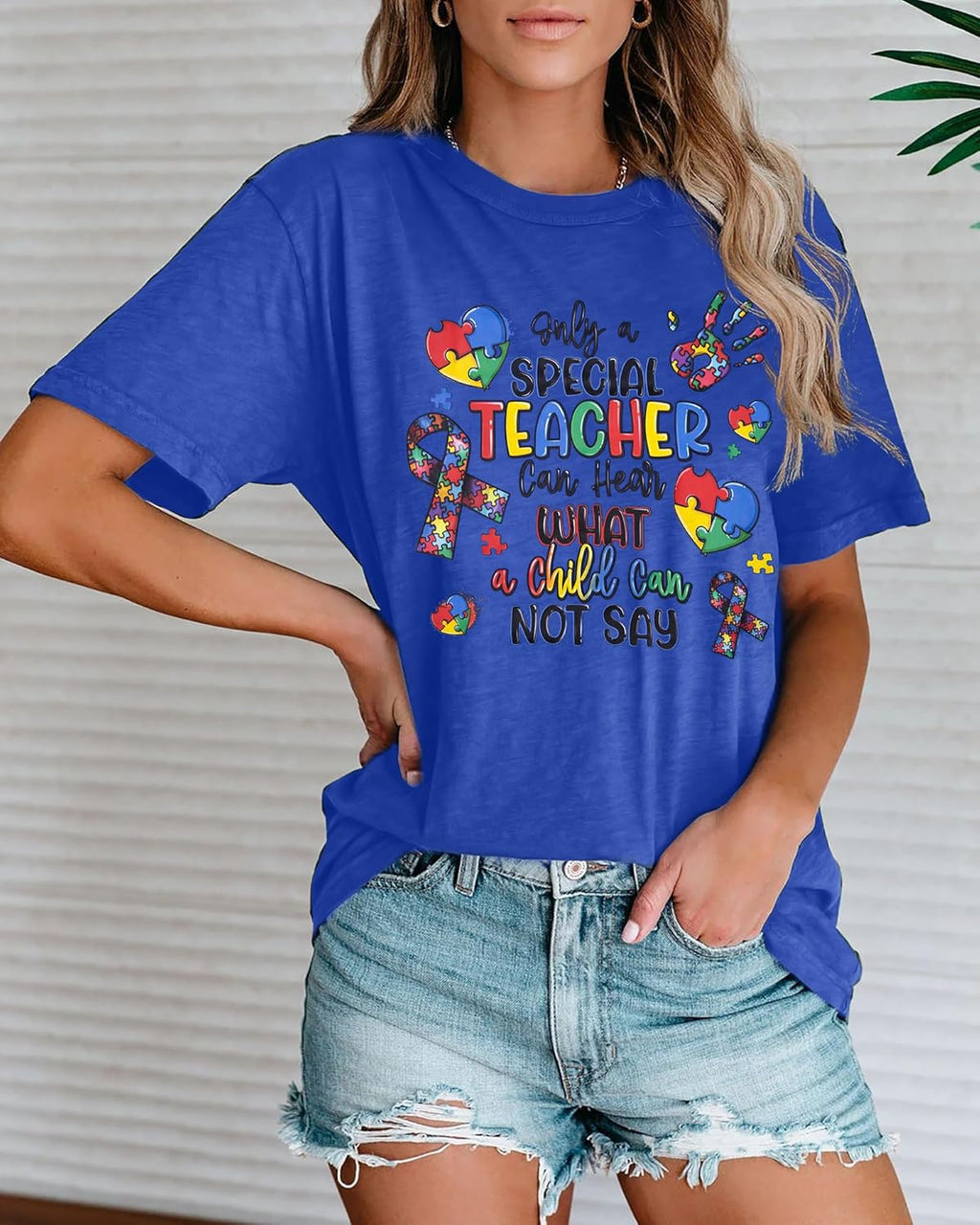 Autism Teacher Shirts for Women Autism Awareness T Shirt Special Education Teacher Short Sleeve Shirt Autism Support Tees Top