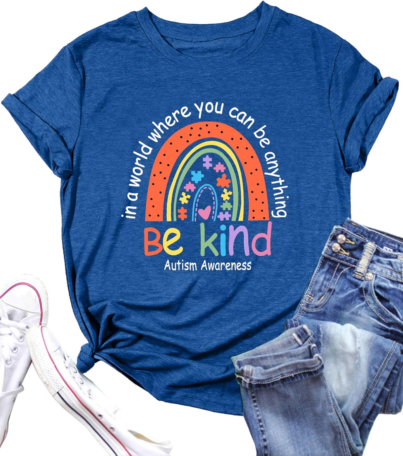 Autism Awareness Shirt Women Autism Support Tops Women Rainbow Mental Health Tshirt Special Education Tee