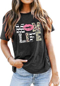 Women Mom Life T-Shirts Leopard Lips Stripe Graphic Shirts Funny Letter Printed Tee Mother's Day Casual Blouse Mother Shirt