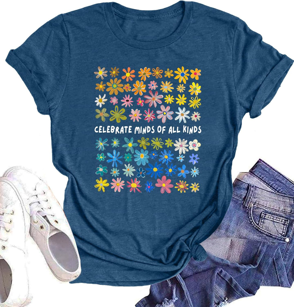 Autism Awareness Shirt Women : Be Kind Autism T Shirts Puzzle Graphic Autistic Support Tee Autism Acceptance Tops