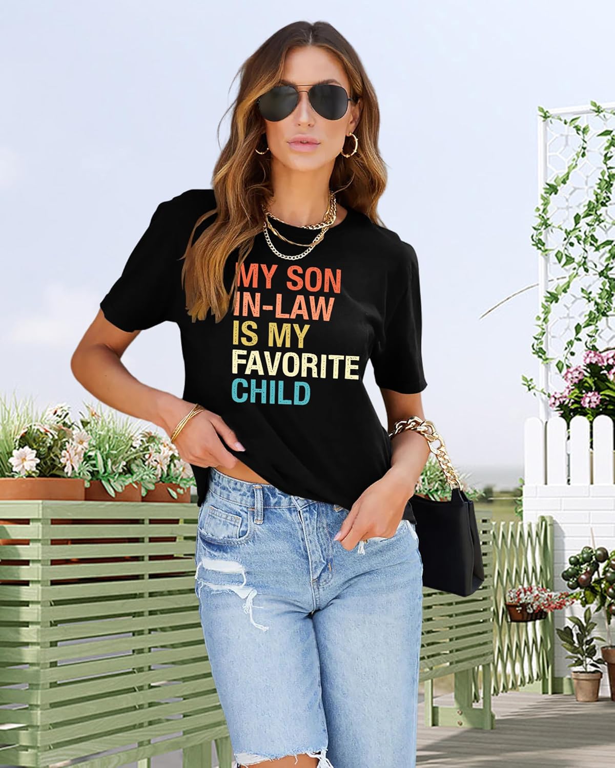 Mama Shirts Women My Son in Law is My Favorite Child Shirt Mother's Day T Shirts Gift Mom Short Sleeve Tops