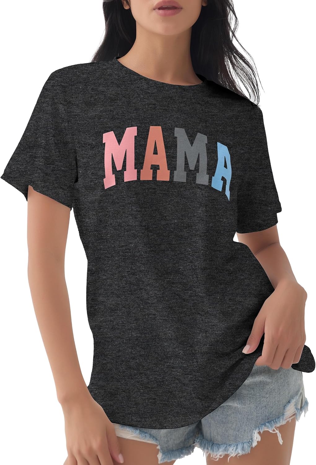GGOV Mama Shirt Mom Letter Print Tops Mother's Day Shirts Gift Casual Tee Loose Fit Short Sleeve T Shirts