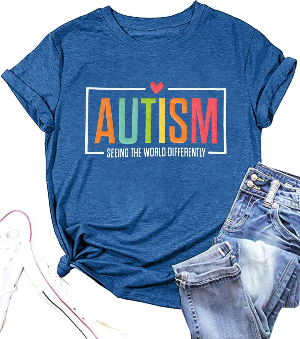 Autism Awareness Shirt Womens Special Education Teacher Tshirts Seeing The World Differently Tee Tops