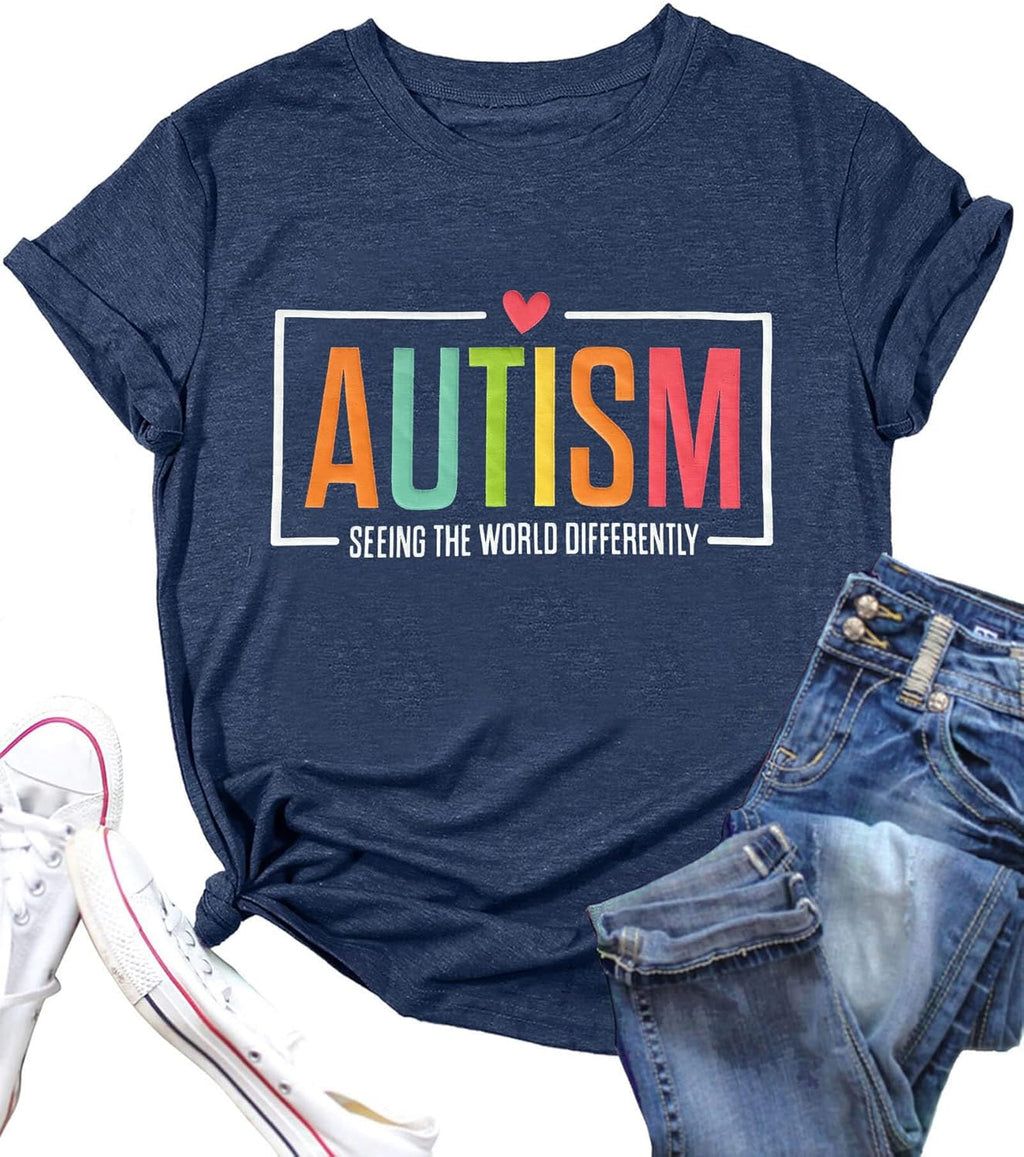 Autism Awareness Shirt Womens Special Education Teacher Tshirts Seeing The World Differently Tee Tops