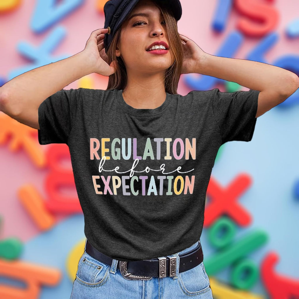 Teacher Shirts Autism Speech Therapy Shirt for Women Sped Teacher T-Shirt Inspirational Letter Print Graphic Tee Top