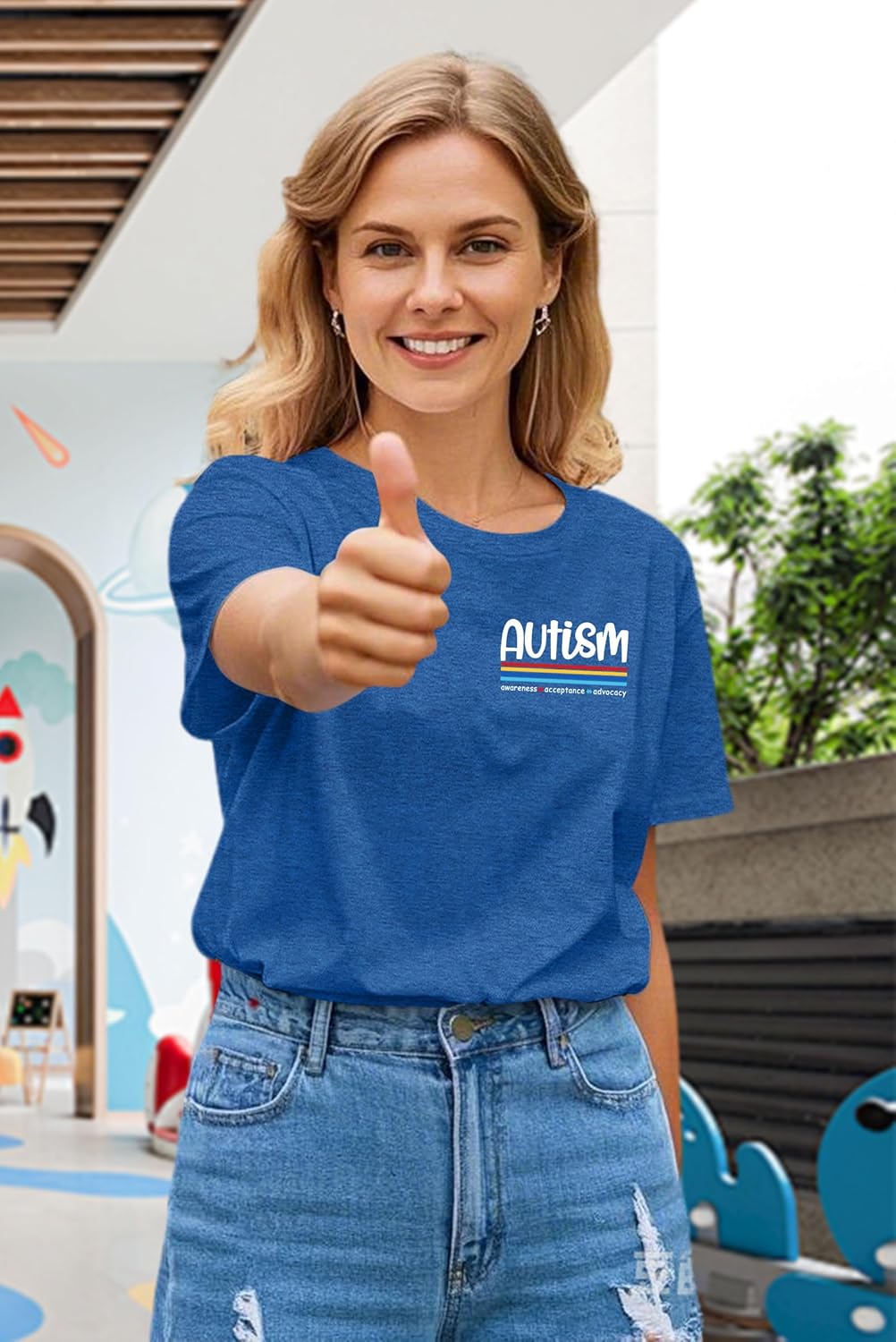 Ithalt Autism Awareness Shirt for Women I Wear Blue Tshirt Autistic Mom T-Shirt Puzzle Piece Short Sleeve Tops